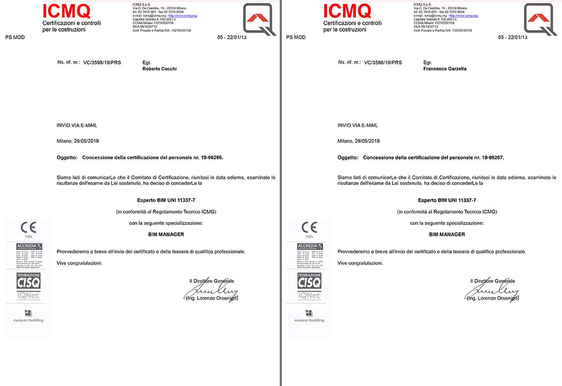 Certificazioni BIM Manager ICMQ